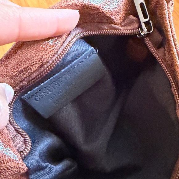 Italian Brown Leather Crossbody Bag/Clutch with Chains - Picture 6 of 9